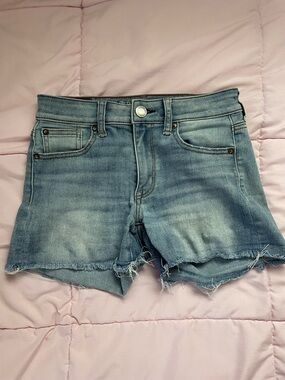 American Eagle Outfitters Light Blue Frayed Hem Denim Shorts